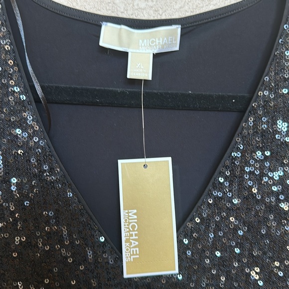 Michael Kors Black Sequin Shell Sleeveless Top Blouse Size XL - Picture 5 of 9